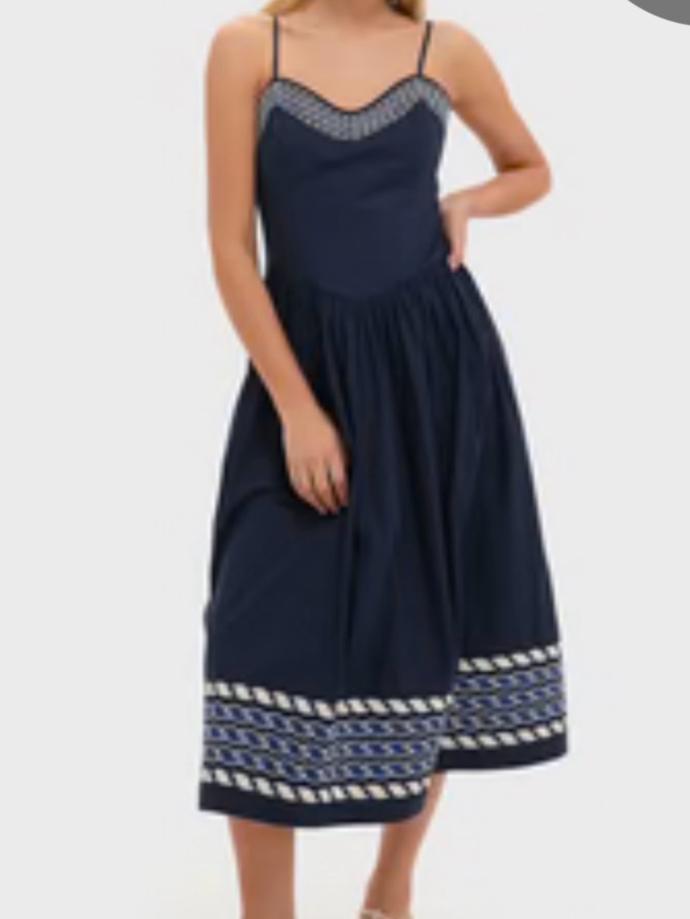 NWT TUCKERNUCK Navy High Tide Embroidered Stripe Gabriella Dress Navy Rope Sz M - Picture 2 of 6